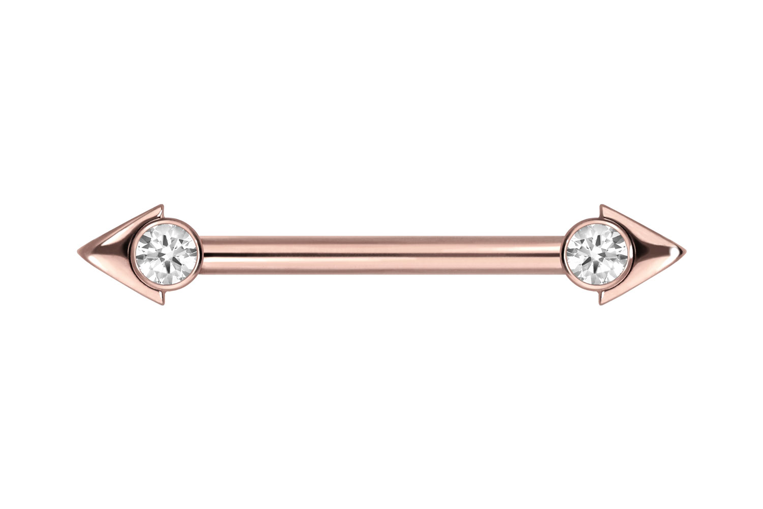 Titan Nippelpiercing mit Innengewinde PFEILSPITZE + KRISTALL